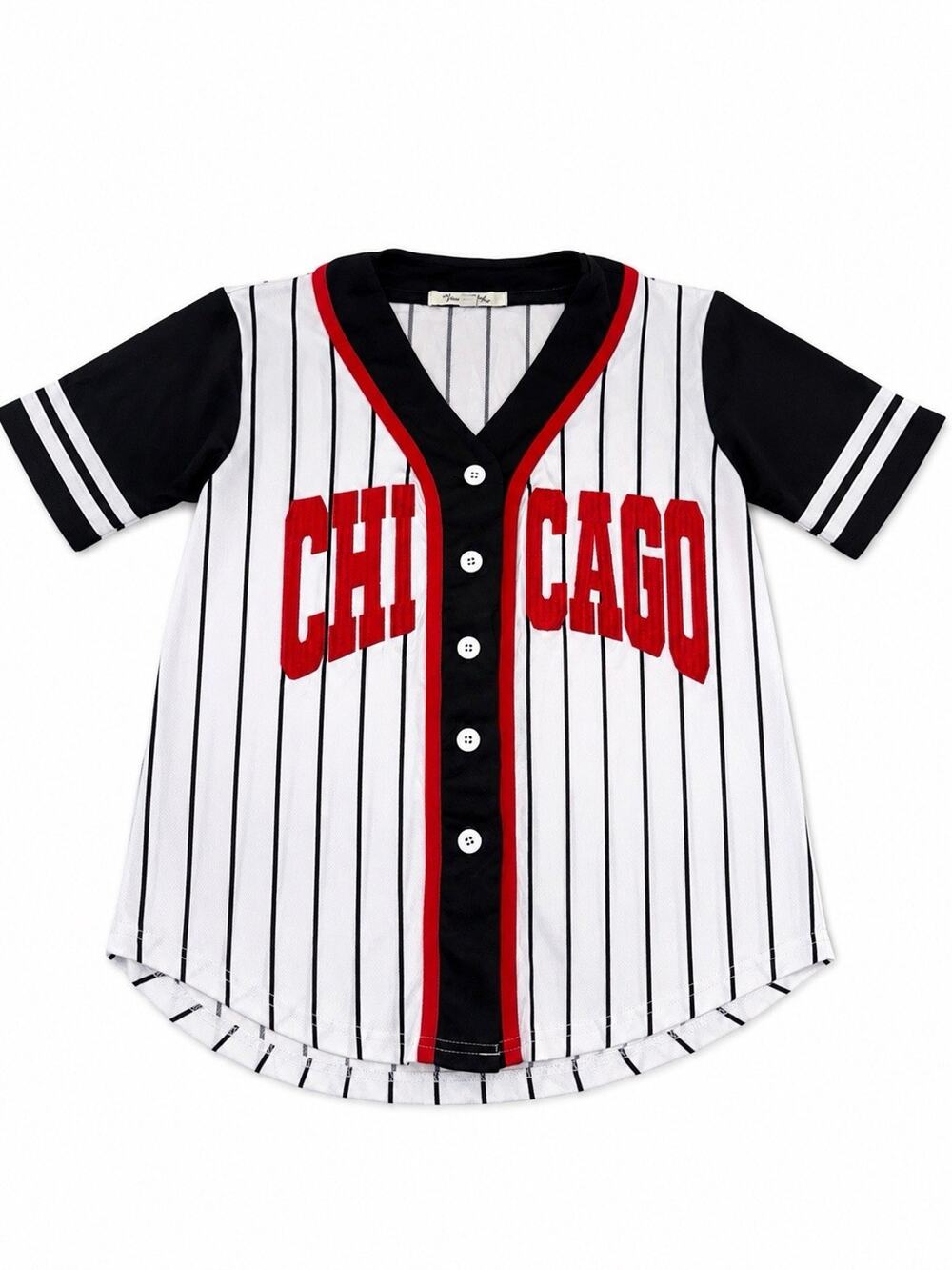 Vine and Valley Chicago Baseball Jersey Women’s Small White Black Red Button Up